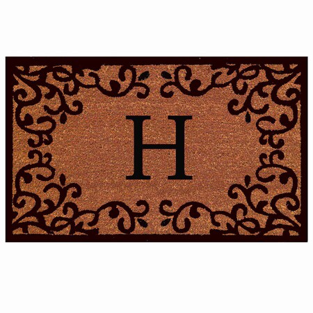 Monogram Door Mat, Natural, Black, 18 in W x 30 in L